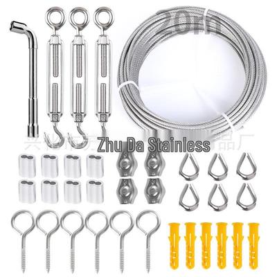 20m Roestvrij Staal Kunststof Gecoat Staalkabel Tuin Spanner Kit