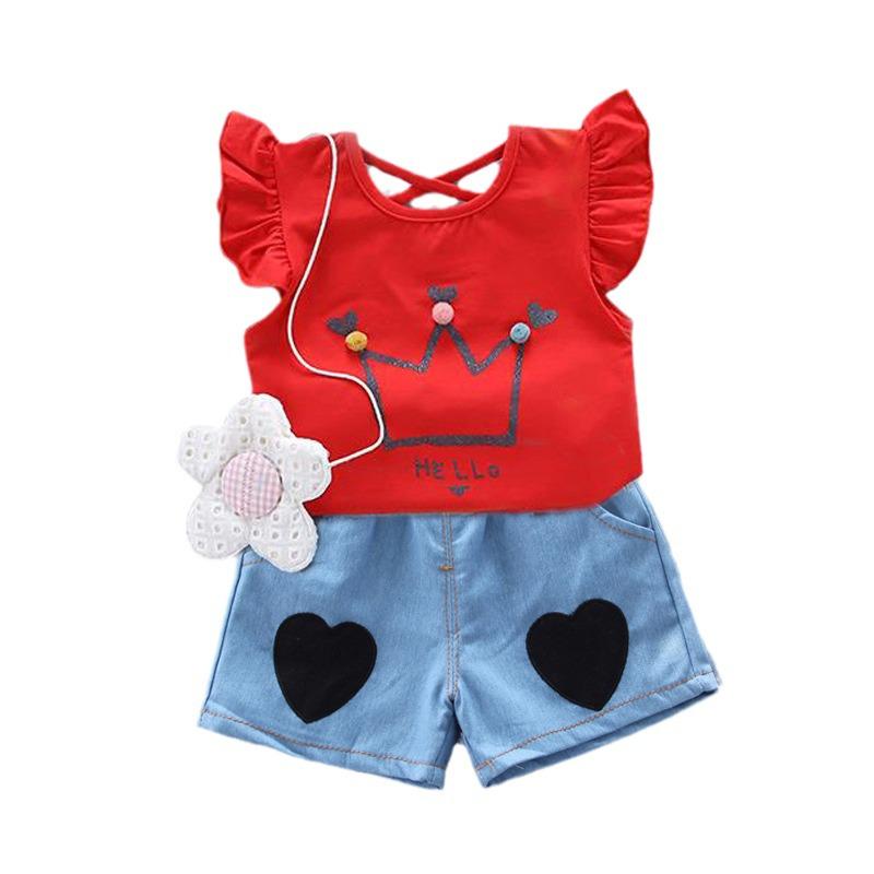 Summer Short Sleeve Set for Girls 1-4 Years - Baby Girl Fashion T-shirt Two-Piece