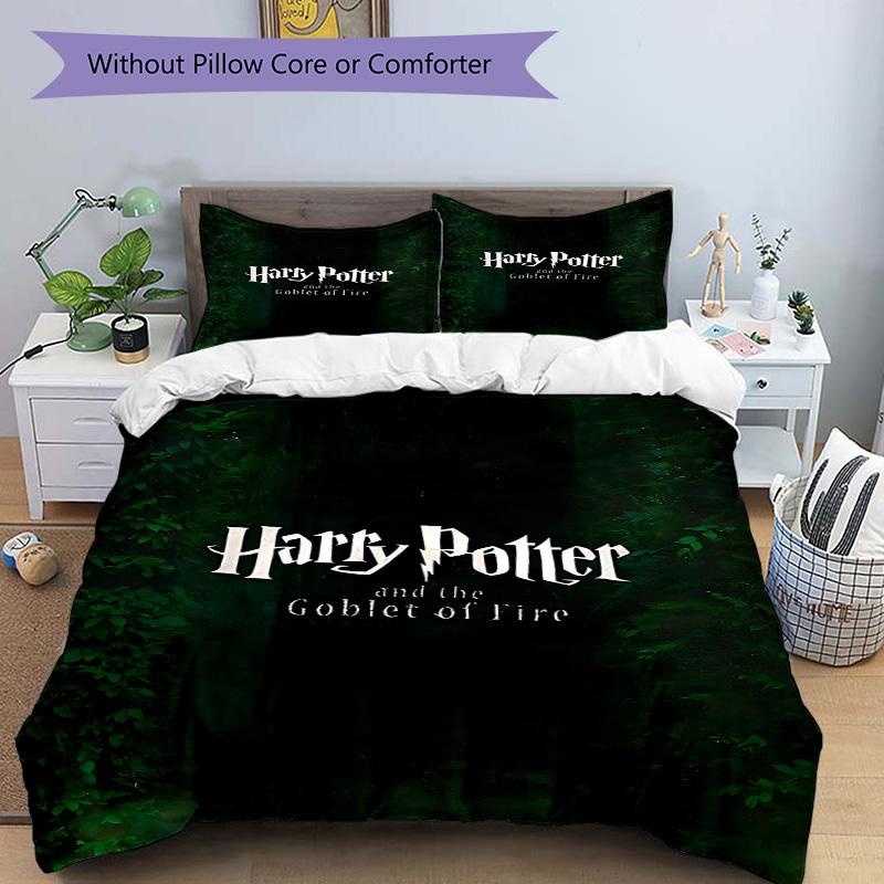 3pcs Harry Potter Bedding Set, Soft Polyester Duvet Cover and Pillowcases Machine Washable Seasons all suitable 55