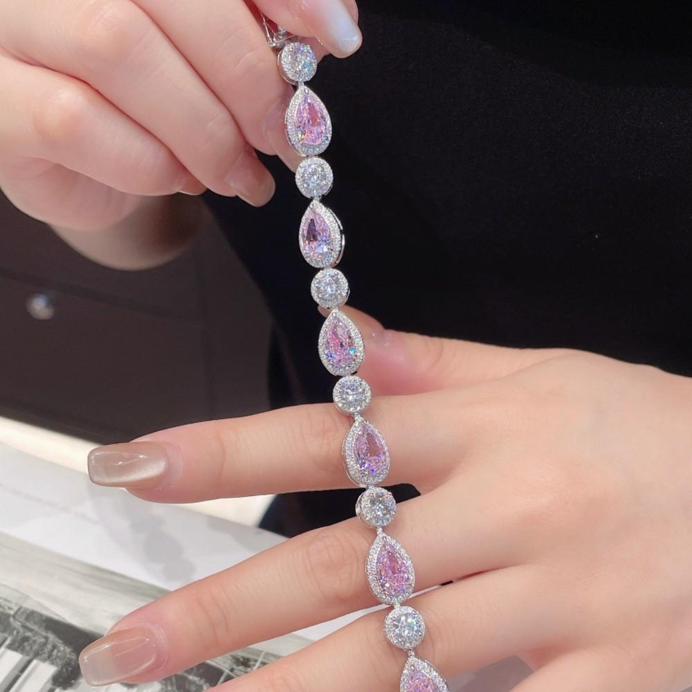 Classic pear shaped pink stone bracelet, simple and fashionable, exquisite bracelet