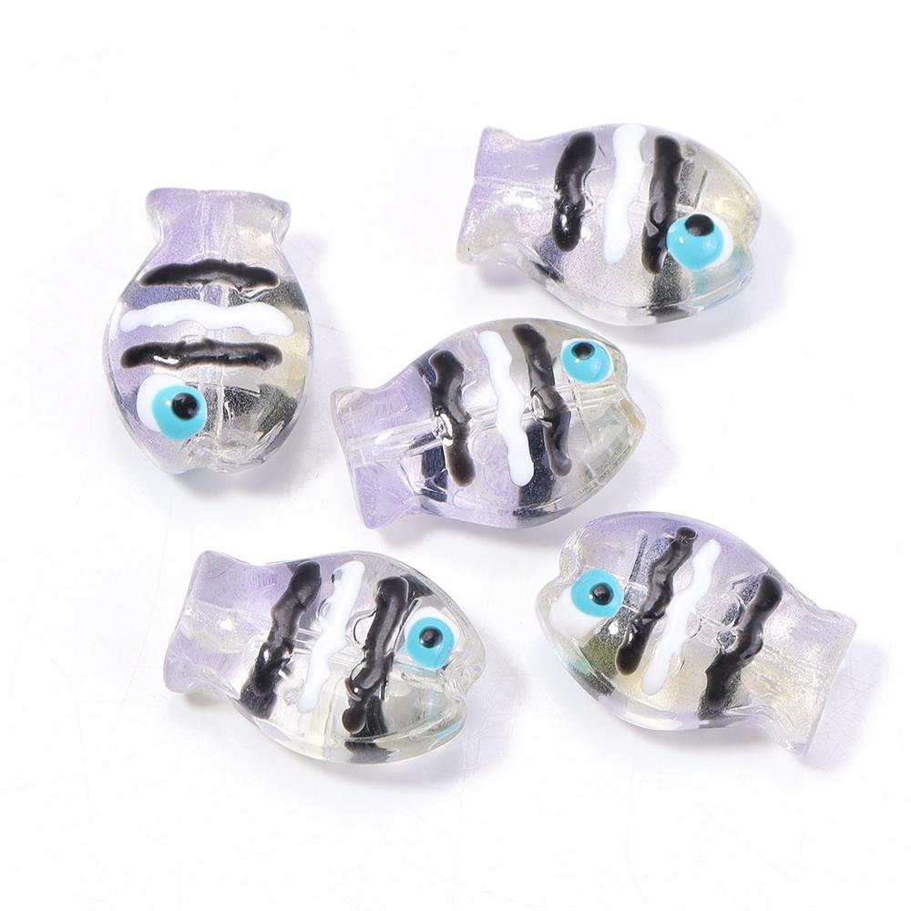 5pcs/lot Colorful Hand-painted Lampwork Beads Cute Cartoon Ocean Fish Loose Glass Bead For DIY Fashion Bracelet Earrings Jewelry