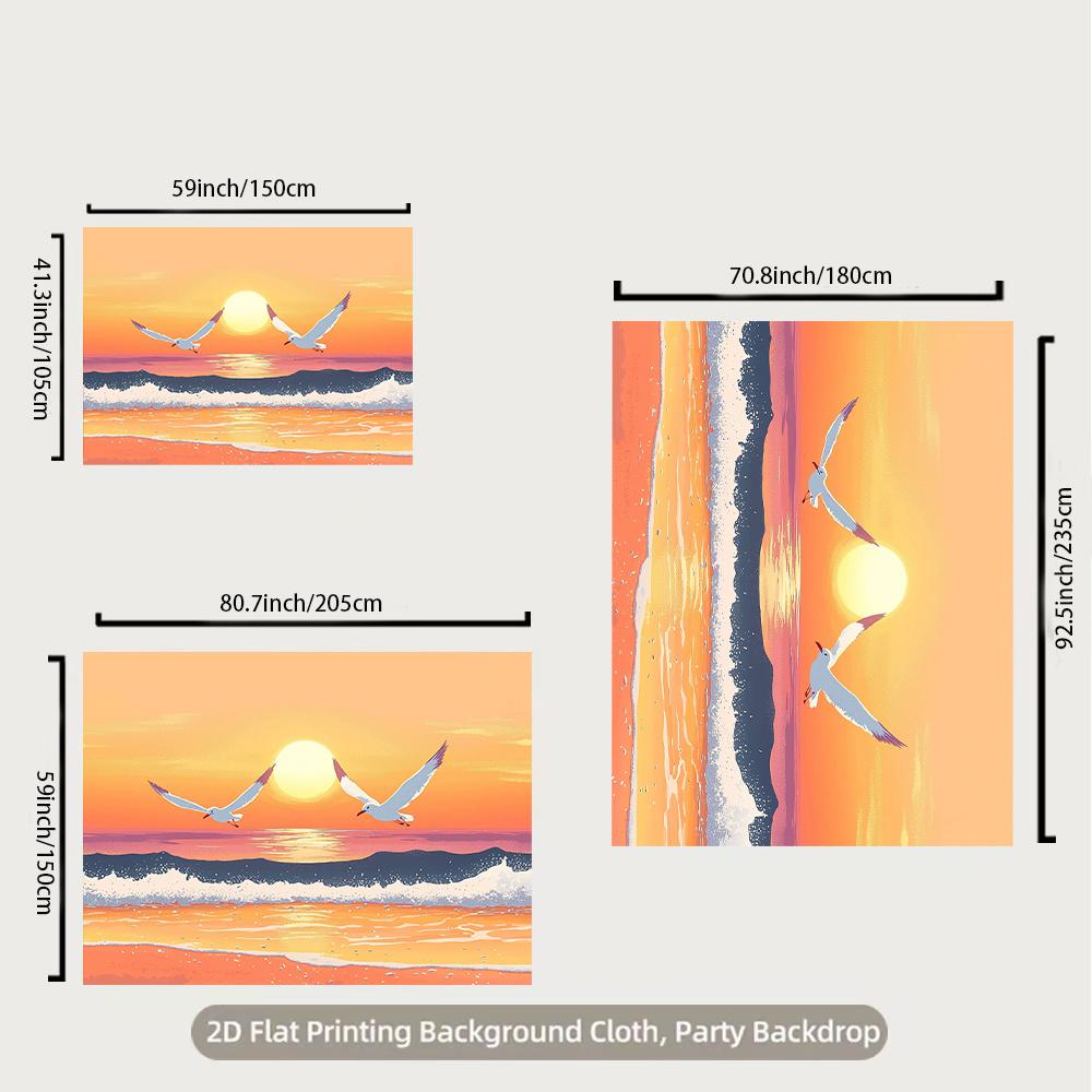 2D plane 1 piece sunset scene seagulls soaring in the sky background fabric indoor and outdoor celebration activities