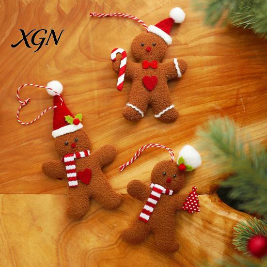 Christmas Wreath Embellishments 3 Pcs Mini Plush Gingerbread Man Ornaments, Small Stuffed Cute Xmas Tree Decor Decoration for Holiday Home Decor,