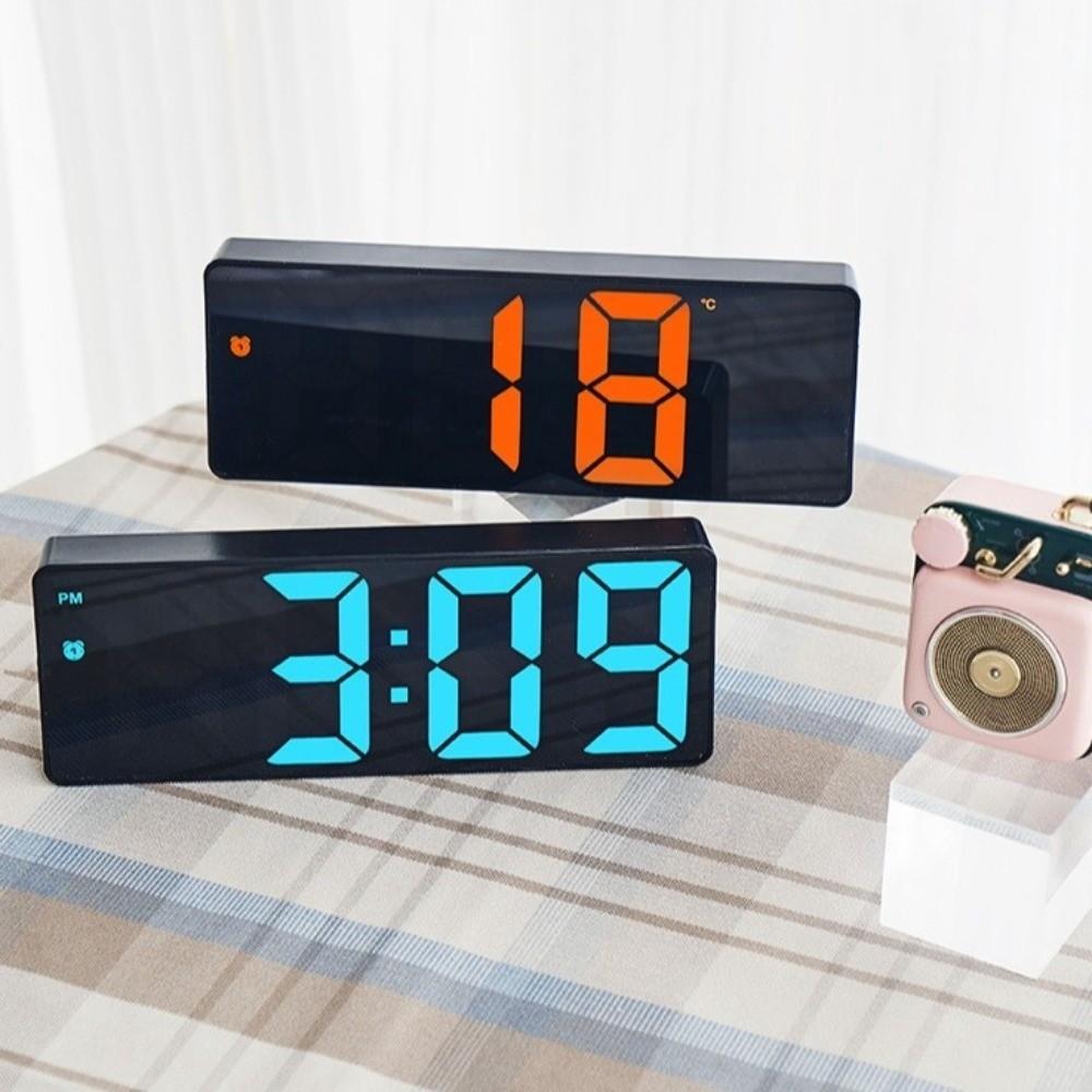 12/24H Display LED Desk Clock Temperature Display Mirror Digital Alarm Clock  Desktop