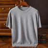 Men Solid Color Knitted Short Sleeve Round Neck T Shirt