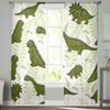 Dinosaur Green Plant Cartoon Sheer Curtains for Living Room Transparent Tulle Window Curtain Bedroom Kitchen Decor Veil Drapes