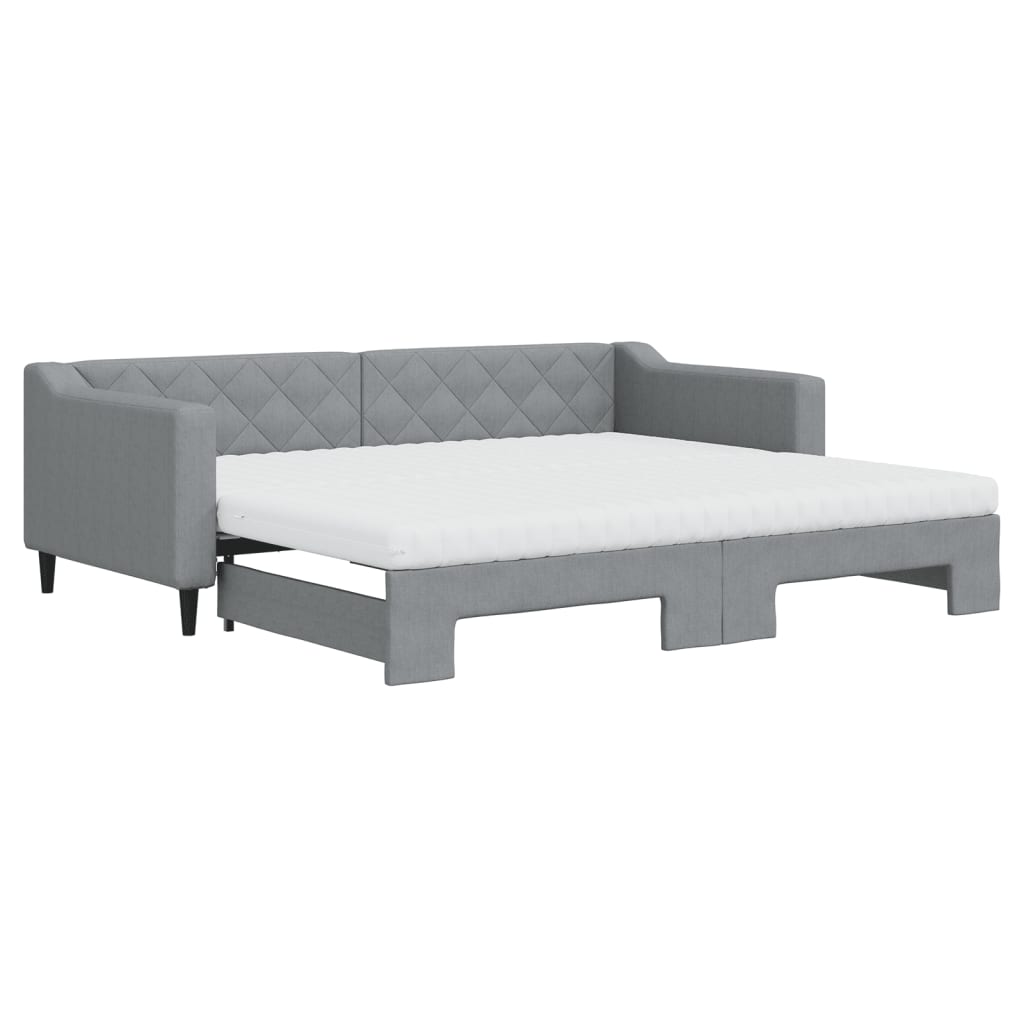 Vidaxl Sofa Rozsuwana Z Materacami, Jasnoszara, 90X200 Cm, Tkanina