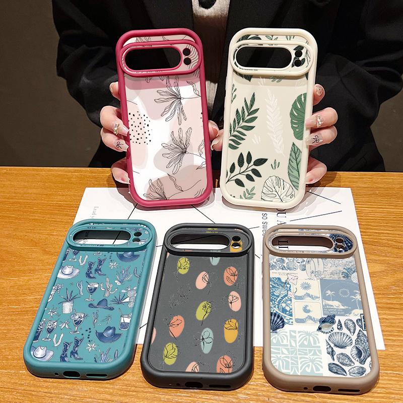 Line Plant Leaf Print Case For Google Pixel 10 Pro XL 9 8 7 Pro Shockproof Bumper Soft Silicone Phone Back Cover For Google 9A 8A 7A