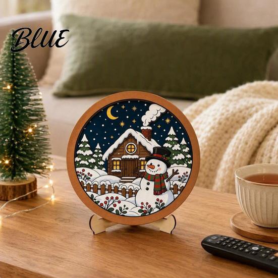 Educational Art Supplies Christmas Ornament DIY Coloring Kit Wooden Kit with Stand Paint Parent Child Craft Activities Strip And Brushes,