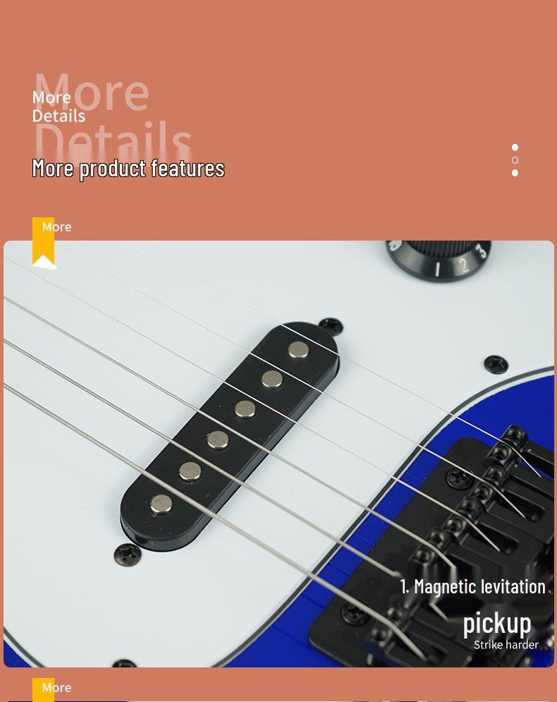 Electric Guitar ST Classic Model, 22 Frets, Suitable for Adults and Children, Entry-Level.