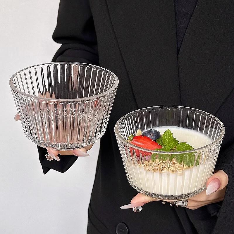 ZISIZ Plastic Vertical Stripe Dessert Bowls (Set of 4)