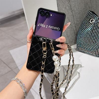 Crossbody Lanyard PU Leather Cover Smooth Small Fragrance for Samsung Galaxy Z Flip 7 6 5 4 3 5G Flip7 FE Flip6 Flip5 Phone Case