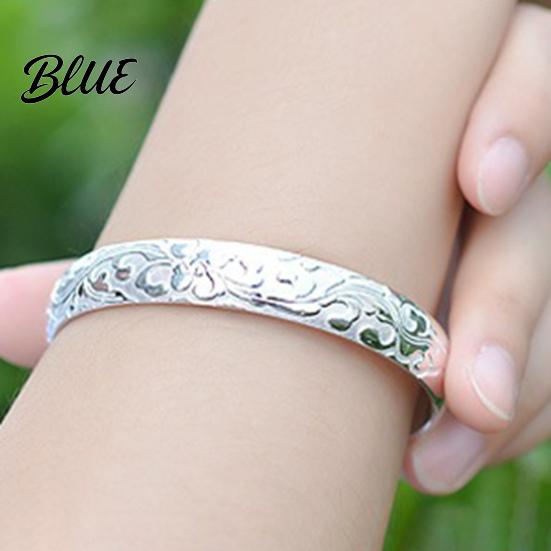 Arm Candy Lady Opening Bracelet Adjustable Circumference Floral Emboss Smooth