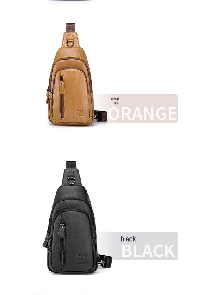 Cow Captain Men's Genuine Leather Crossbody Chest Bag - Top Layer Cowhide Multifunctional Sports Casual Bag