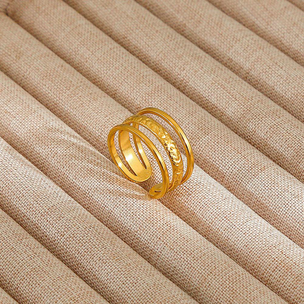 1Pcs Stainless Steel Ring Set with Zirconia, Metal Style Finger Ring, Index Finger Ring