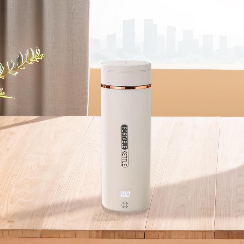 Small Electric Kettle LED Display Travel for Traveling Party Auto Car Rotating Cover