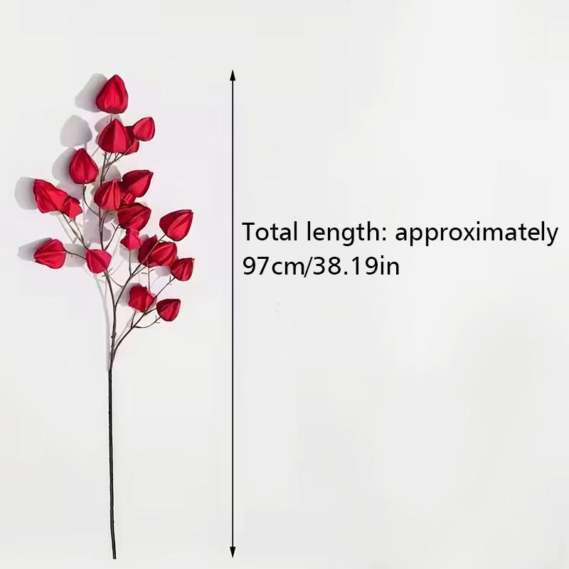 1PC Flower Arrangement Elegant Simulated Leaves Ornaments DIY Artistic Artificial Plant Scenery Lantern Fruit Branches 97CM