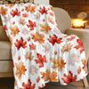 Thanksgiving Flannel Blanket - Maple Leaf & Pumpkin Design Throw for Sofa Decoration