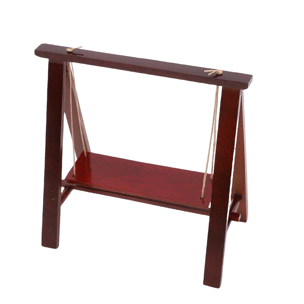Miniature Dollhouse Swing 1:12 Modeling Figurine Porch Wood Furniture Supplies Mini House Accessories Rosewood Color