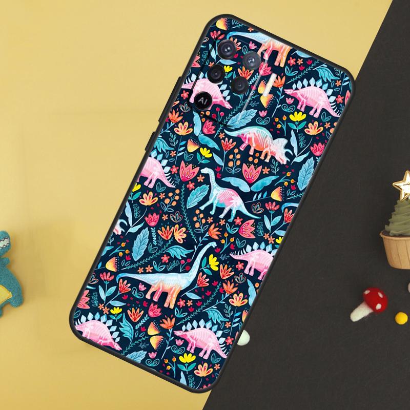 Cute Dino Dinosaur Case For Oppo A80 A60 A40 A54 A74 A94 A18 A38 A58 A78 A98 A96 A76 A16 A15 A17 A57 A5 A6 Pro