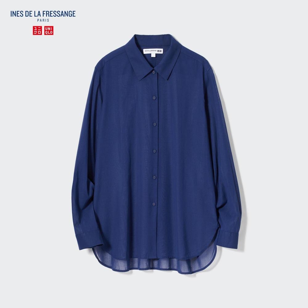 

UNIQLO JAPAN Хлопковая прозрачная рубашка с длинным рукавом