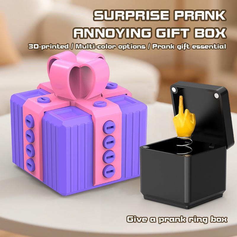 Funny Annoying Surprise Gift Box, Prank Rose Poop Middle Finger Figurine Ornament for Gag Present