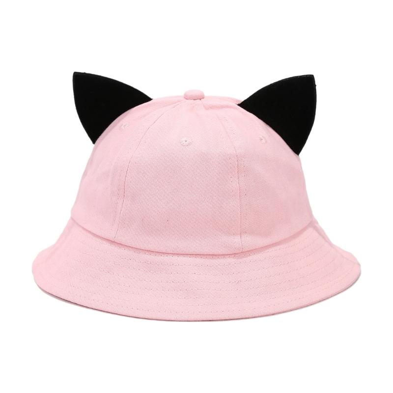 Unisex Harajuku Fischerhut Atmungsaktiver Fischerhut Sonnenhut Kätzchenohr-Dekore Sport Vintage Kätzchenohr