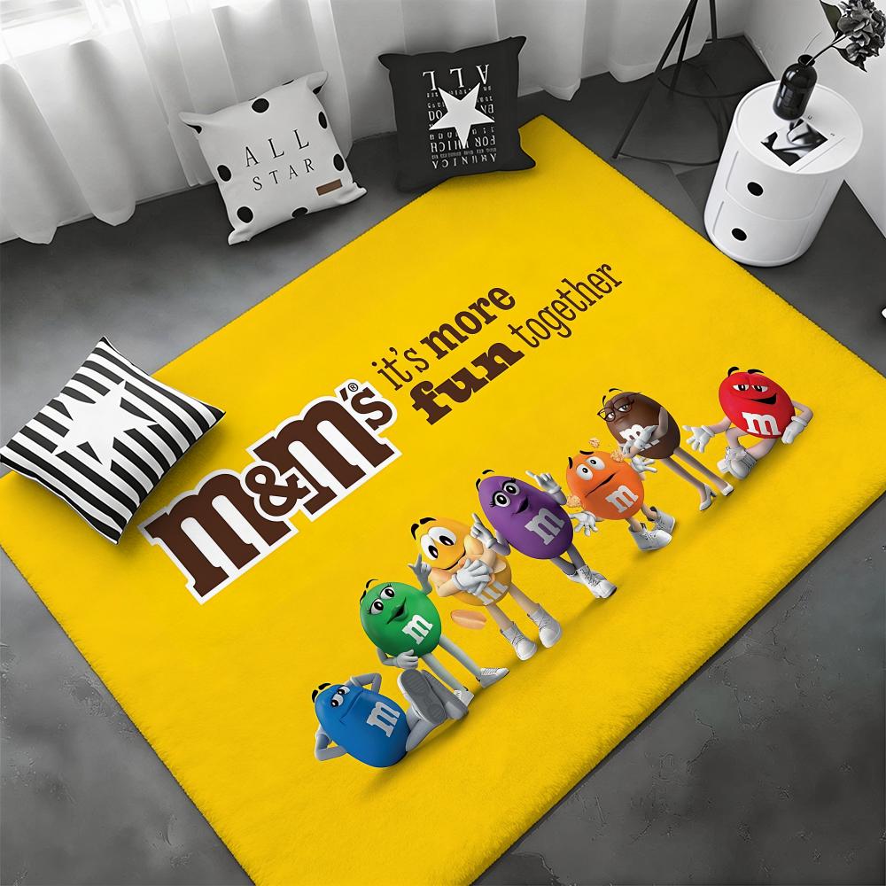 Iconic Candy Brand M-M&Ms Floor Mat Soft Thickened Flannel Door Mat Non-Slip Living Room Rug Home Decor