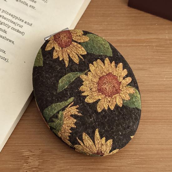 Vintage Floraler Kosmetikspiegel Tragbarer Reise-Doppelseitiger Schminkspiegel Für Damen Mädchen Hohe Klarheit Tasche Handheld Kosmetikspiegel