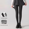 Women's Gray Velvet Leggings with Vertical Stripes – Slimming, Micro-Pressure, Stirrup Style for Autumn/Winter.