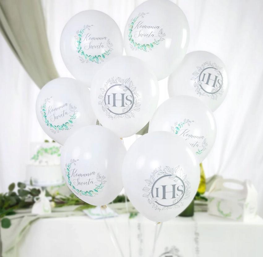 Balony Na Komunię Komunijne Srebrne Bio 6Szt.