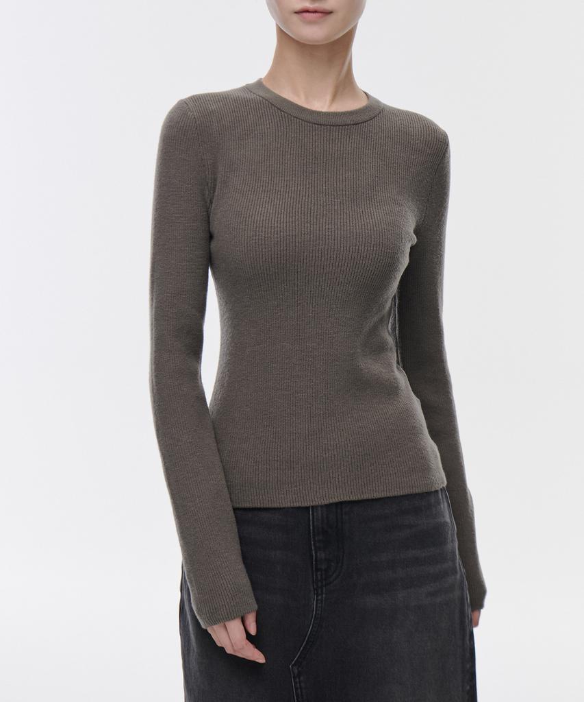 MUSINSA STANDARD WOMAN Women'S Ribbed Slim Crew Neck Knit [Taupe]