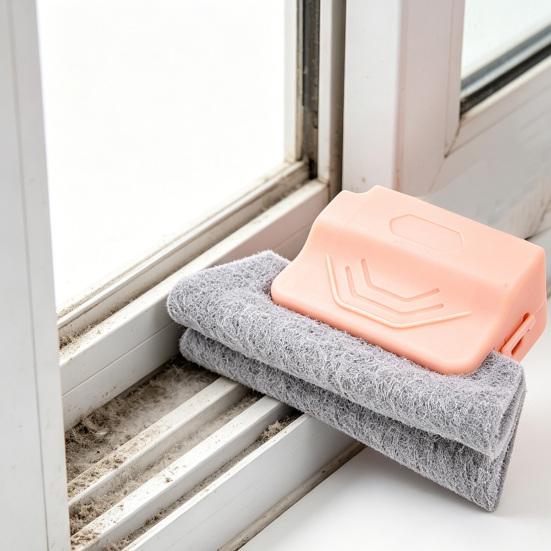 3Pcs Crevice Brush with Soft Cleaning Cloth Ergonomic Non-Slip Handle Reusable Washable Design Window Grooves Narrow Gaps Dust Dirt Remover
