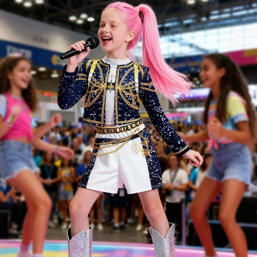 Cosplay Bambina Cacciatore di Demoni Giacca Top Pantaloni con Microfono Zoe Mila Rumi Adatto per la Scuola Culturale e Qualsiasi Evento Fotografico [Mprocen]