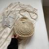 Round Straw Crossbody Bag Handmade Woven Shoulder Bag For Women Summer Beach Bag Bohemia Travel Small Handbag and Purse
