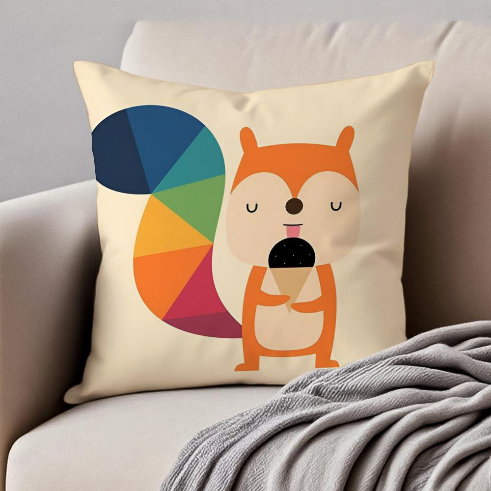 Simple Nordic Modern Anime Style Art Cushion Cover Pillowcase Antidustmite Invisible Zipper Short Plush Sofa Cushion