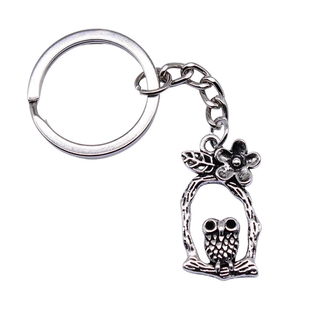 Pfauen Emaille Charms Eulen Schlüsselanhänger Vogel Anhänger Schlüsselring 28mm