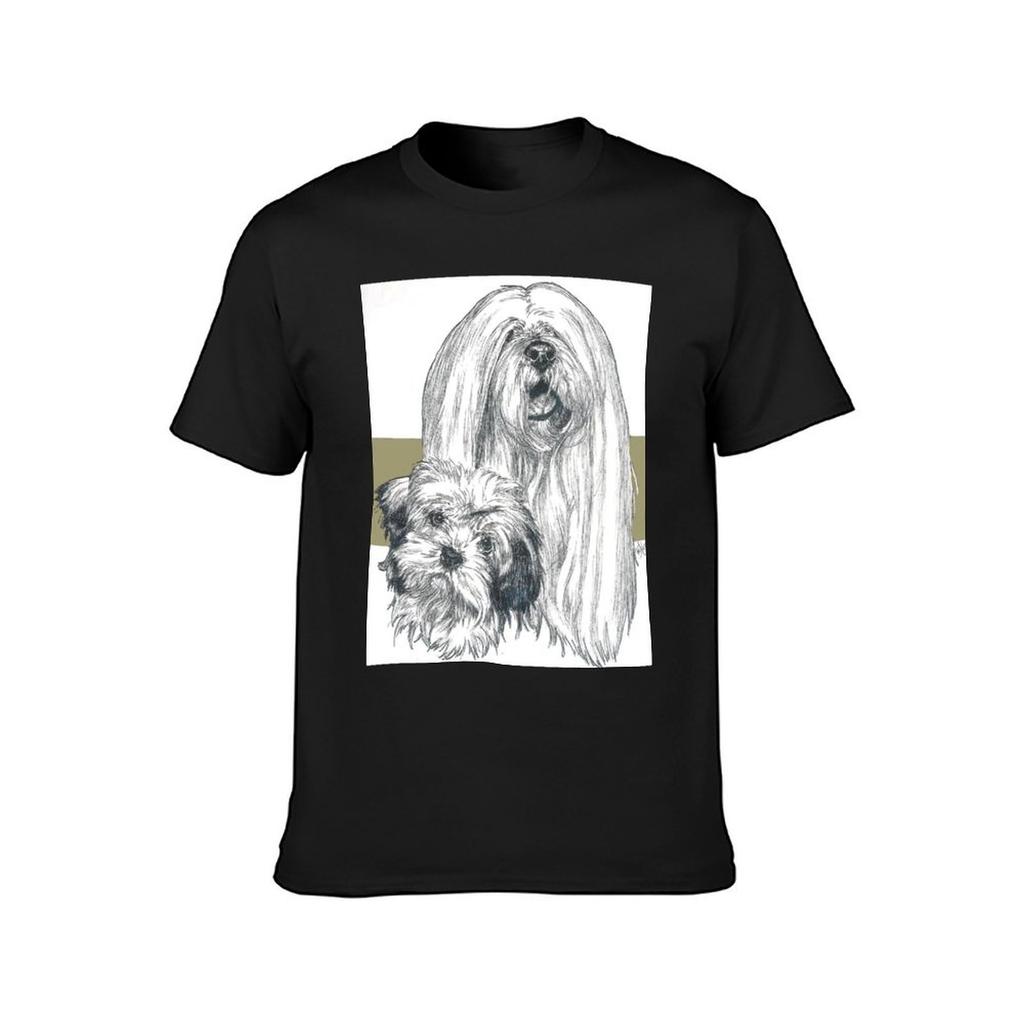 Lhasa Apso Father  Son TShirt Cotton Man Tshirts Anime T Shirts Luxury Man Plain T Shirts Men