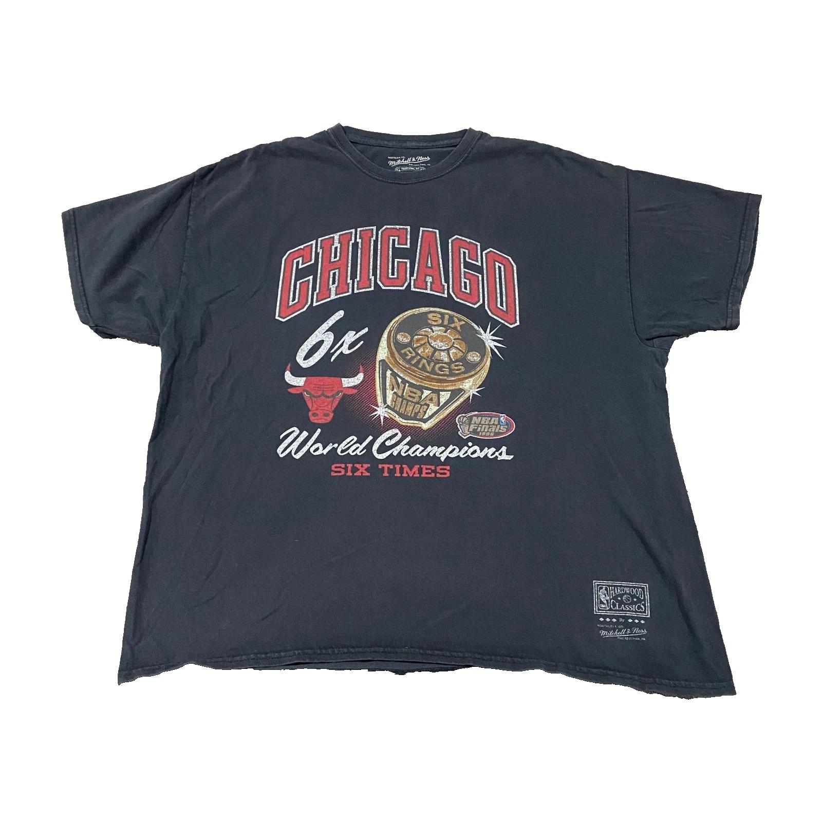Футболка Chicago Bulls XL Черная Mitchell & Ness Кольца Чемпионов Графическая футболка NBA 4XL