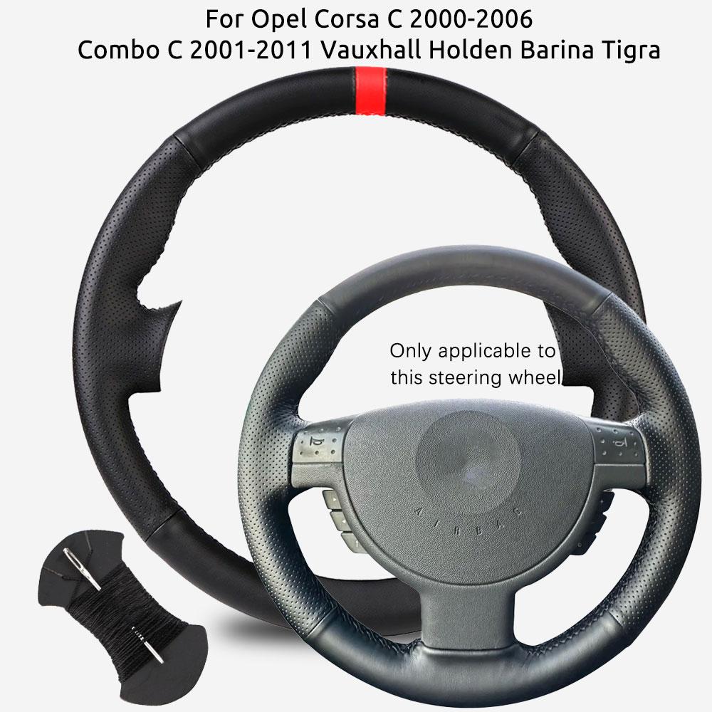 For Opel Corsa C 2000-2006 Combo C 2001-2011 Vauxhall Holden Barina Tigra Microfiber Leather Car Steering Wheel Cover