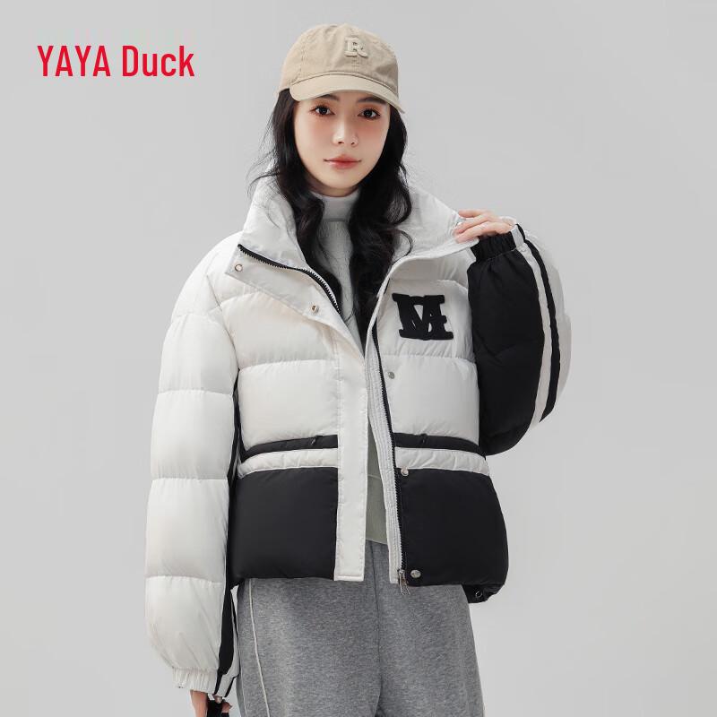 Yaya Women's Winter Contrast Stand-Collar Short Puffer Jacket