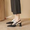 Baotou Sandals Women's New Summer Thick Heel Shallow Mouth Pointed Bow High Heels Women's Thick Heel Sandals