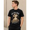 Men's Black Short-sleeve Crewneck Tee with Cute Meerkat Graphic and German Quote, Soft Cotton Feel, Relaxed Fit for Casual Daily Wear