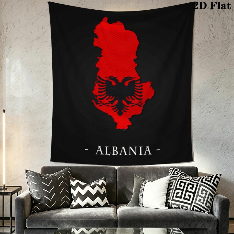 Republic of Albania Wall Tapestry Aesthetic Wall Hanging Printed Fabric Blanket Decorative Tapestries for Bedroom Living Room Home Decor