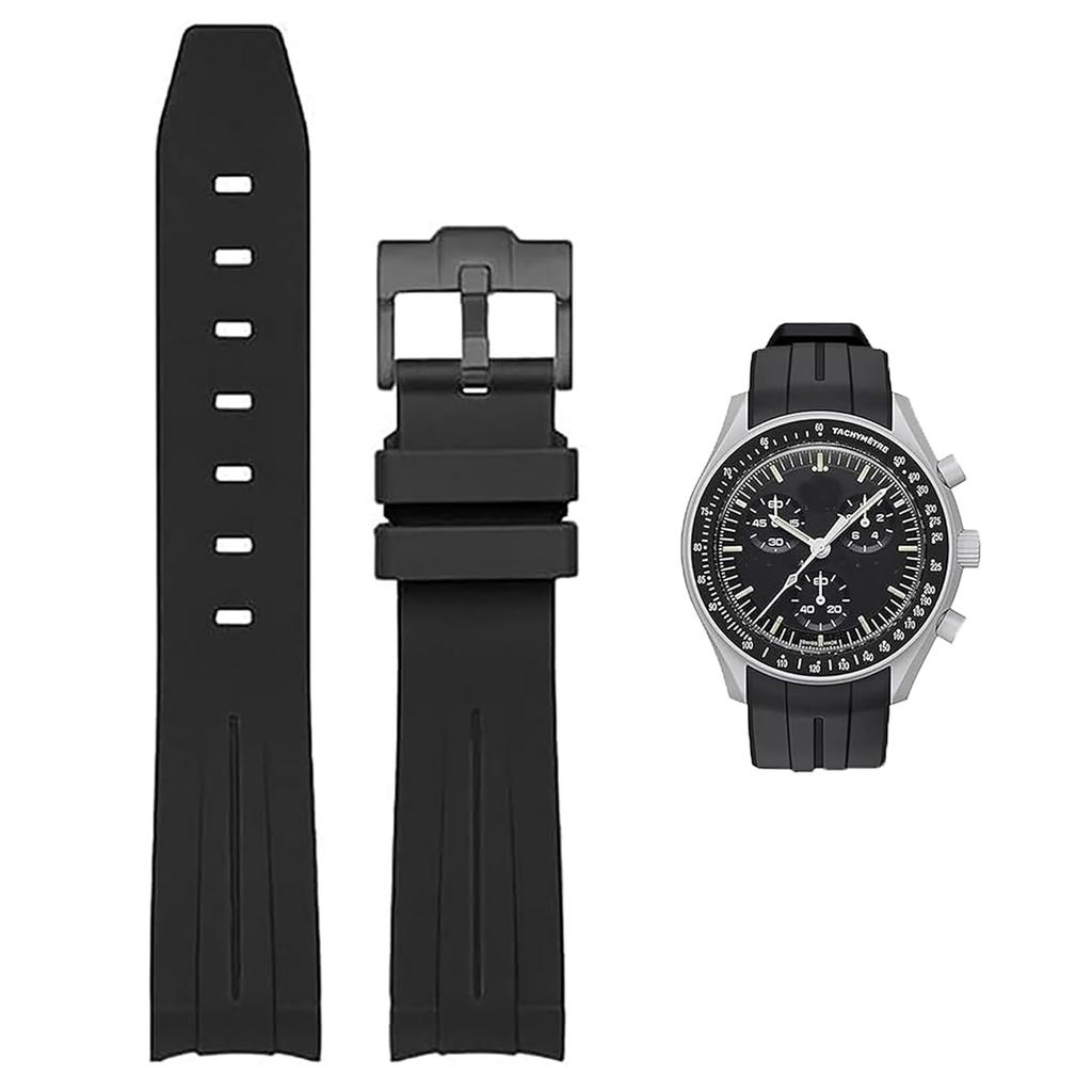 20mm Watch Band for and Rubber Watch Band with Silicone Waterproof and Includes Adjustment Tool and Spring Omega, Swatch, MoonSwatch, Omega,
