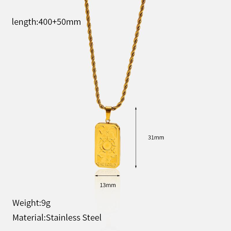 Tarot three-dimensional relief diamond-encrusted flower octagram pendant necklace design titanium steel twist chain necklace