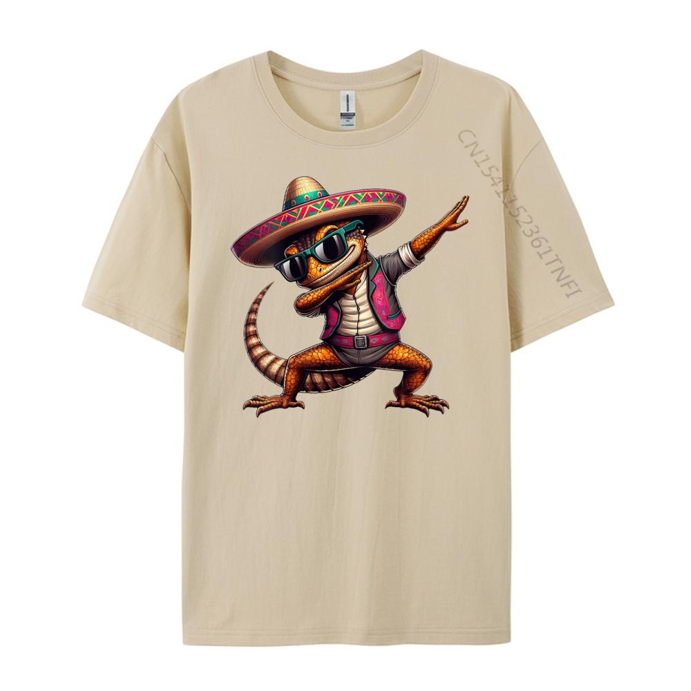 Dabbing Lizard Sombrero Poncho Cinco De Mayo Mexican Streetwear Men Printed T-Shirt