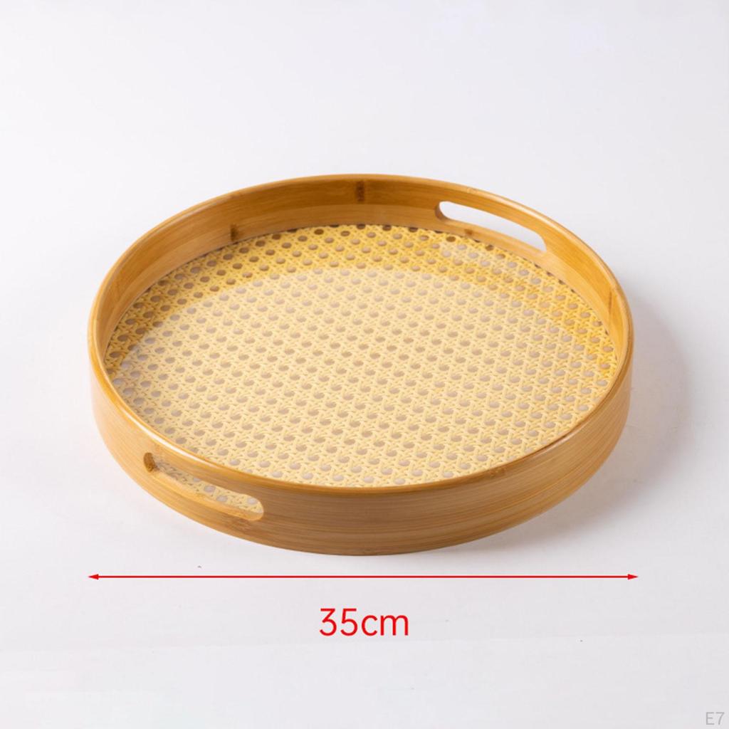 Bamboo Serving Tray with Handles Decorative Breakfast Fruit Dessert for Party