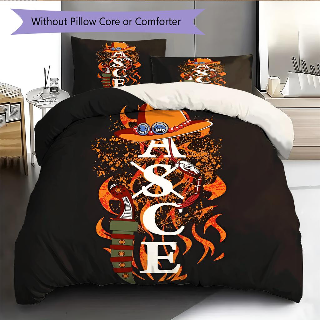 Conjunto de Colcha com Padrão de Desenho Animado Capa de Colcha Fronha Decoração de Casa Presente de Aniversário (1 capa de edredom + 2 fronhas, sem enchimento.)