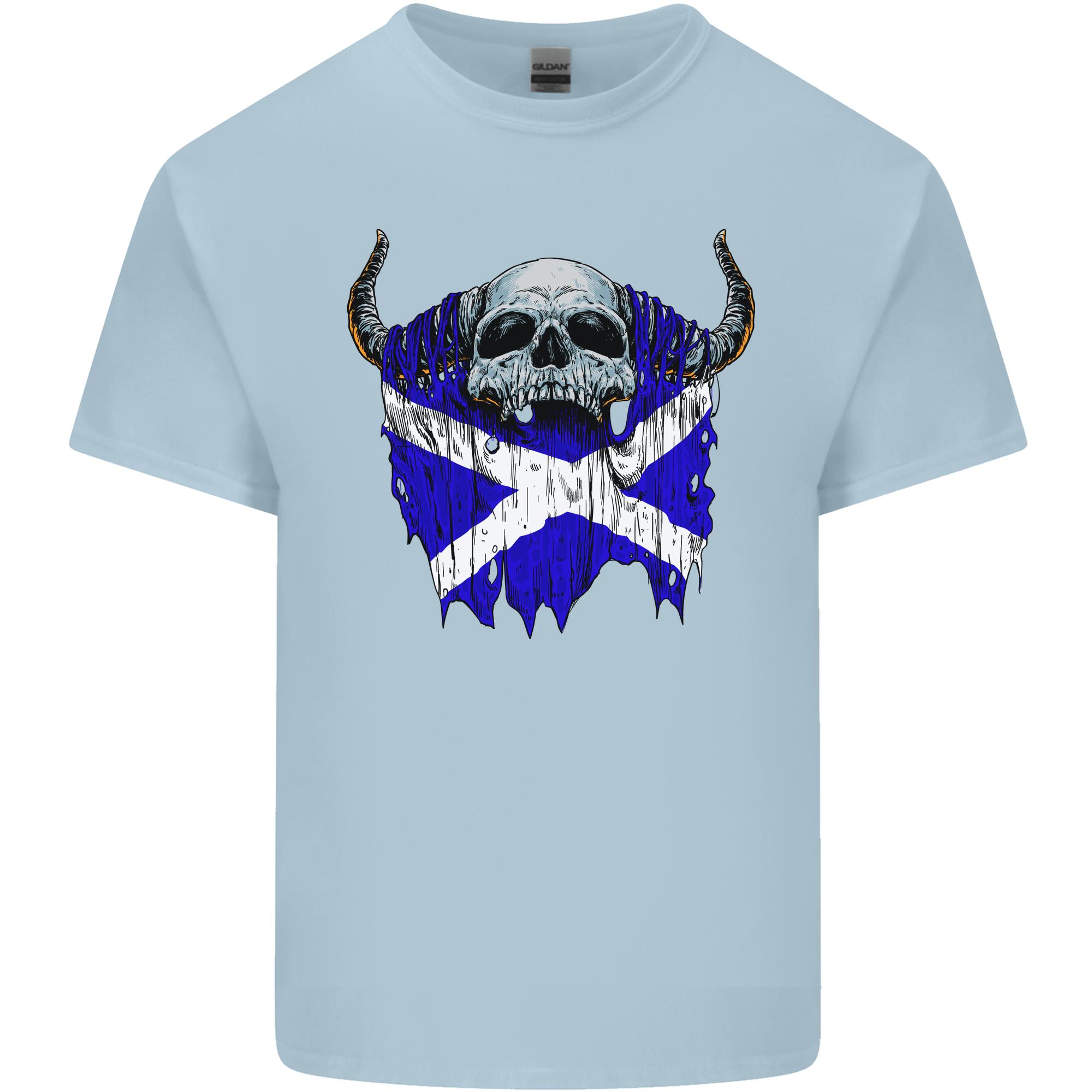 Scotland Flag Skull Scottish Biker Gothic Unisexs Light Cotton TShirt S
